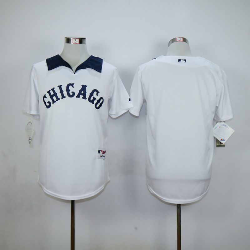 Men Chicago White Sox Blank White Throwback MLB Jerseys